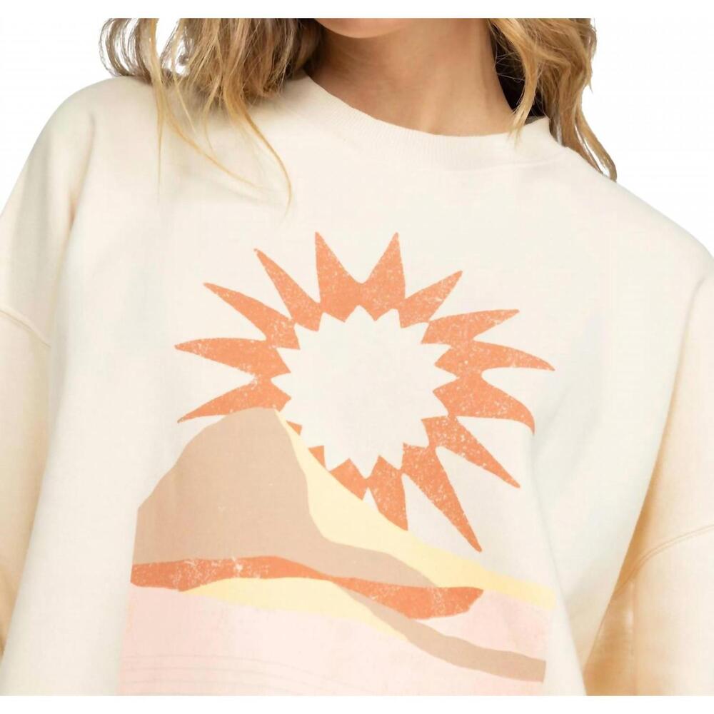 NEW ROXY lineup oversized crew sweatshirt in parchment - Picture 4 of 4